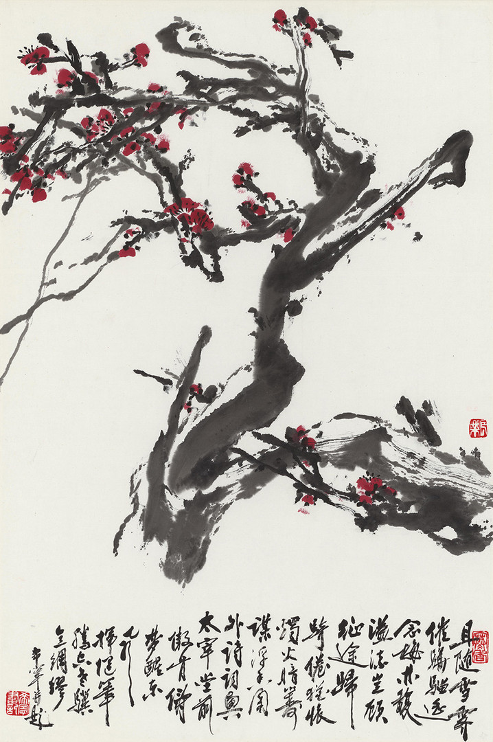 《红梅雪霁》  于希宁 68x46cm 1997年