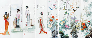 程建军 芭蕉仕女图·粉彩瓷板-景德镇现当代陶瓷专场-雅昌拍卖