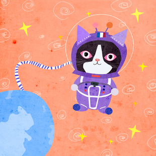 《太空猫》拼贴插画设计11