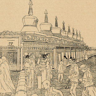 丝绸之路系列版画——塔尔寺