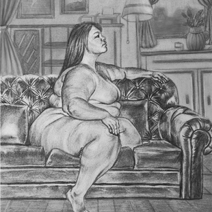 皮沙发上的胖女人3