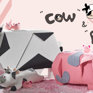 《奶牛和小猪“折纸”系列组合软家具》3