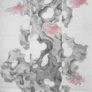浮鱼湖石图