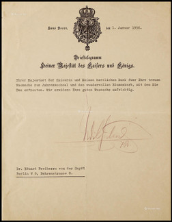 “末代德意志帝国皇帝”威廉二世（Wilhelm II）亲笔签名文件