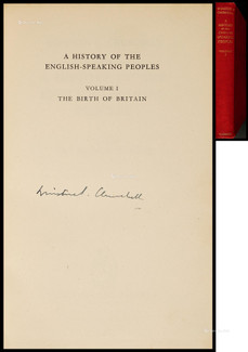 “英国最伟大首相”温斯顿·丘吉尔（Winston Churchill）亲笔签名著作《英语民族史》1册