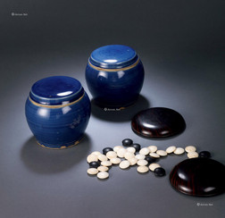 蓝釉围棋罐