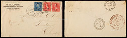 1897年美国寄天津进口封，贴美国1分邮票一枚、2分二枚