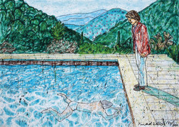 艺术家肖像（游泳池与两个人像）II（灵感自大卫·霍克尼）_P