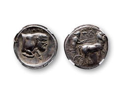 古希腊西西里岛杰拉城四德拉克马银币一枚