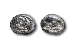 古希腊吕底亚克罗伊斯六分之一标准重银币一枚