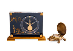 积家， IMHOF  独特精美，镀金黄铜河边秀女座钟，备八天动力储存及IMHOF制乌龟闹钟，「Marina」，型号349，年份约1960