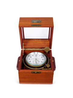 WEMPE HAMBURG  复古罕见， 航海机械天文钟，备小秒针及动力储存显示，年份约1940s，附原厂木盒
