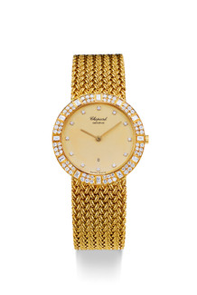 萧邦  精美黄金镶钻石链带腕表，型号868，年份约1980