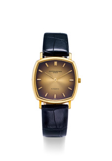 江诗丹顿  复古怀旧，黄金方形自动腕表，年份约1980，附原厂证书及表盒