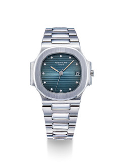 百达翡丽  怀旧精致，精钢镶钻石圆八角形自动链带腕表，备日期显示「Nautilus」，型号3800/1，年份约1983，附原厂证书