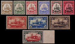 德州客邮1905年胶州湾特印中国币值无水印新票全套10枚