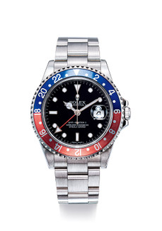 劳力士 精美，精钢两地时间自动链带腕表，备日期显示，「GMT Master II」，“Pepsi”，型号16710，年份约2007，附原厂证书
