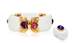 宝格丽设计「尚得拉系列」彩色宝石手镯及戒指套装