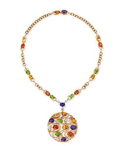 宝格丽设计「Astrale系列」 彩色宝石配钻石项链