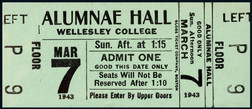 1943年宋美龄美国韦尔斯利大学演讲门票