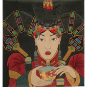 苏茹娅 喝奶茶的喀尔喀蒙古族女性
