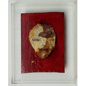 翁纪军 红色的头像系列  木板、箔、大漆 22x15cm 2009年 (7)