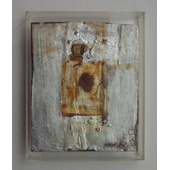翁纪军 银色的头像系列 木板、箔、电子元件、大漆 25x18cm  2009年  (1)