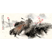 朱晏墨 圣洁的莲花 Holy lotus 朱晏墨Zhu Yanmo 100cmX50cm 纸本Chinese art paper 2015