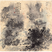 朱晏墨 黄山温泉Spring of Mount Huangshan 朱晏墨Zhu Yanmo 68X68cm 纸本Chinese art paper 2014