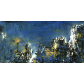 王作均 《静夜泉流》140cm x 70cm、皮纸、彩墨、2015年（大）