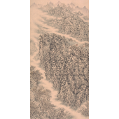 杨运高 崖上人家之二2006年138x68cm纸本水墨