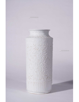 白釉花卉筒瓶