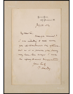 “英国著名作家”托马斯·哈代（Thomas Hardy）亲笔信
