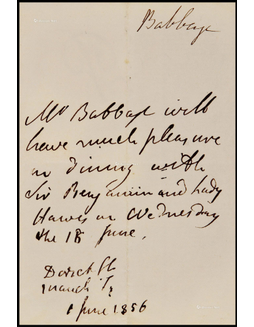 “计算机之父”查尔斯·巴贝奇（Charles Babbage） 亲笔信