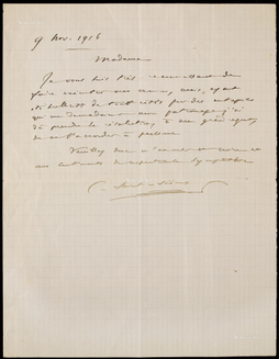 “法国著名音乐家”夏尔·圣桑（Charles Saint-Saëns）亲笔信