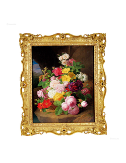 比利时 扬·弗朗斯·范·戴尔《玫瑰牡丹和其它花朵》静物油画