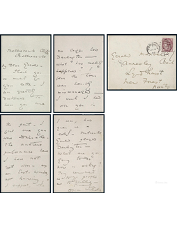“英国最伟大作家”奥斯卡·王尔德（Oscar Wilde）谈及《温德米尔夫人的扇子》的亲笔信，附原信封及证书