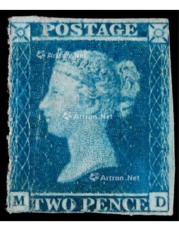 英国1841年蓝便士无齿新票一枚