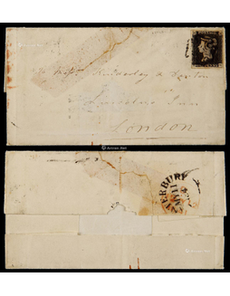 英国1840年黑便士折叠信一件