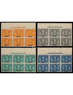 1921年邮政25周年纪念加盖“限新省贴用”新票六方连