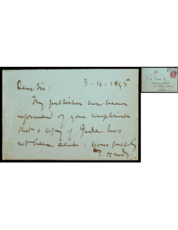 “英国著名作家”托马斯·哈代（Thomas Hardy）提及代表作《无名的裘德》的亲笔信