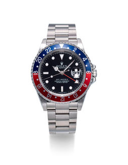 劳力士  精美，精钢两地时间自动链带腕表，备日期显示，「GMT Master II」，“Pepsi”，型号16710，年份约2005，附原厂证书