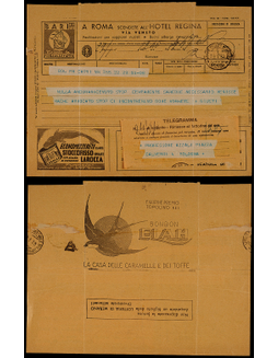意大利1939年实寄广告电报纸一件，盖意大利都灵1月29日邮政日戳