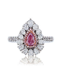 0.27克拉彩粉紫色钻石配钻石戒指