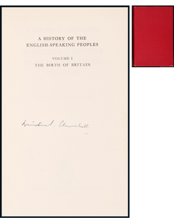 “英国最伟大首相”温斯顿·丘吉尔（Winston Churchill）亲笔签名著作《英语民族史》1册，附证书