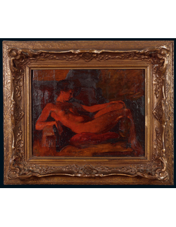 “常书鸿、吕斯百的恩师、法国著名画家”保罗·艾伯特·劳伦斯（Paul Albert Laurens）油画《女人人体》，附证书