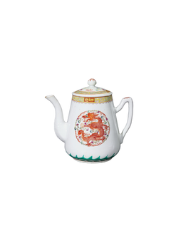 粉彩团龙团凤纹茶壶