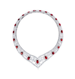 共重约42.04克拉椭圆形缅甸「鸽血红」红宝石项链