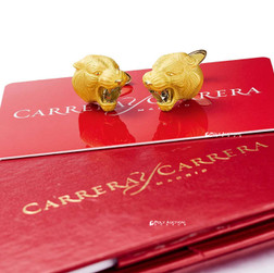 Carrera Y Carrera 一对18k金镶茶晶袖扣