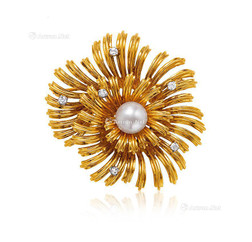 蒂凡尼设计 Tiffany&Co. 珍珠配钻石「太阳花」胸针